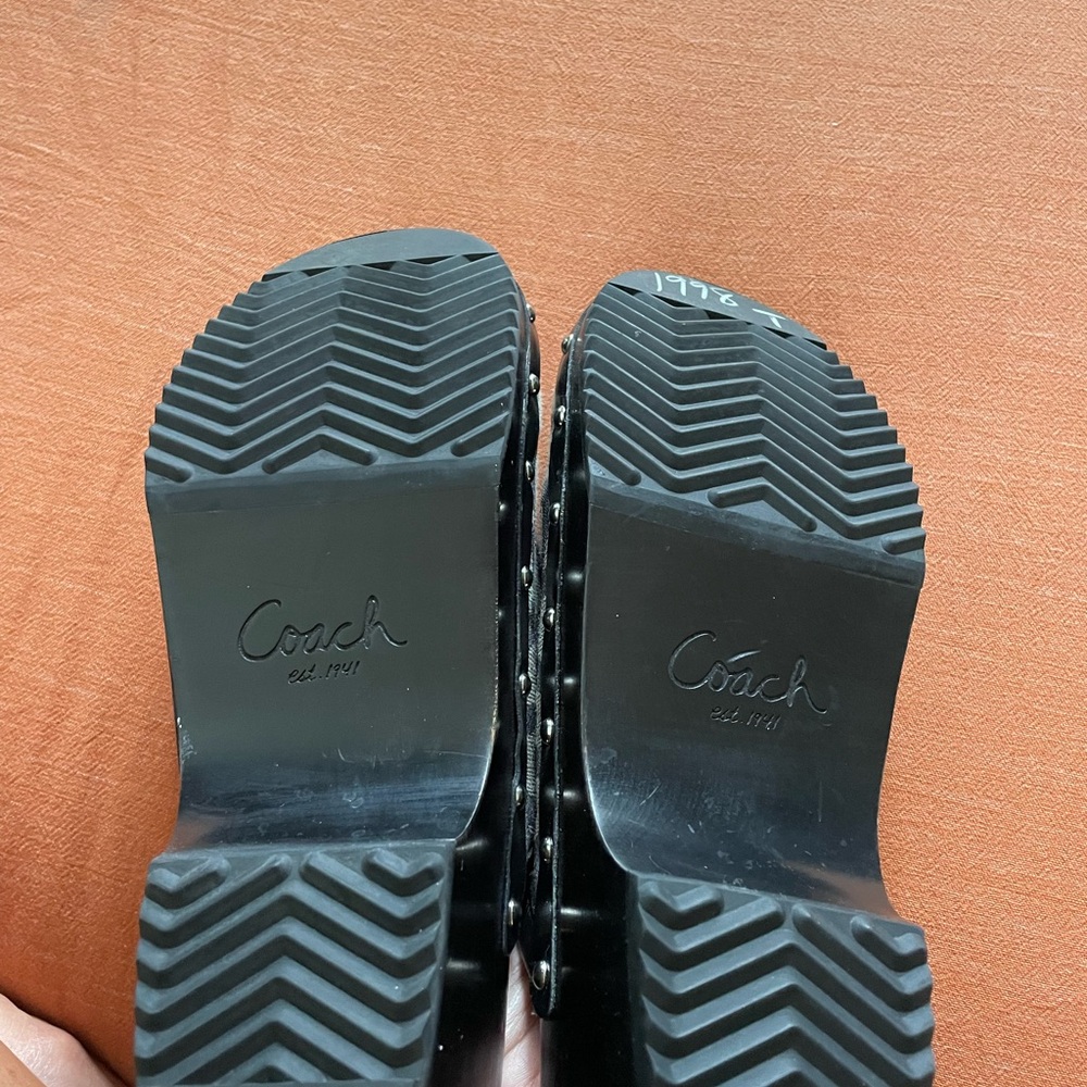 Coach Black and White Logo Clogs Mules - Picture 5 of 8